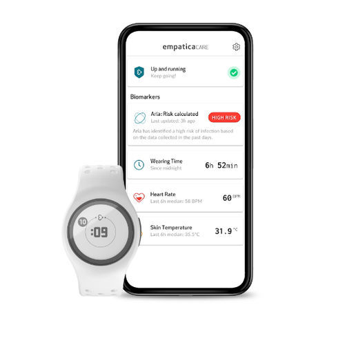 Plattform für Telemonitoring / des Gesundheitszustandes - Aria - Empatica - Atmung / Smartphone / Tablet