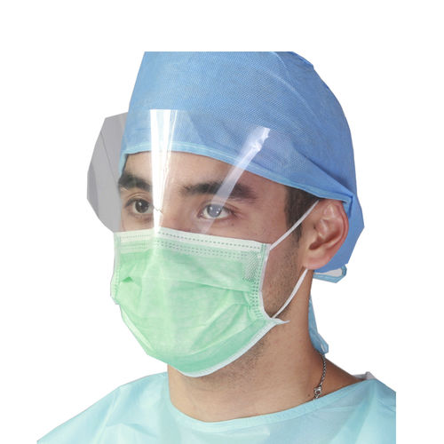 OP-Maske / EN 14683 - WLM2005 - Hubei Wanli Protective Products - mit Visier / für Erwachsene / grün