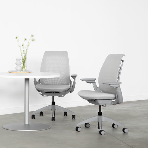Stuhl mit Armlehnen - Mimeo Task - Allsteel - auf Rollen / mit hoher Rückenlehne