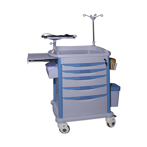 Notfallwagen - MK-P04 - Zhangjiagang Medi Medical Equipment - medizinisch / 5 Schubladen / Abfalleimer