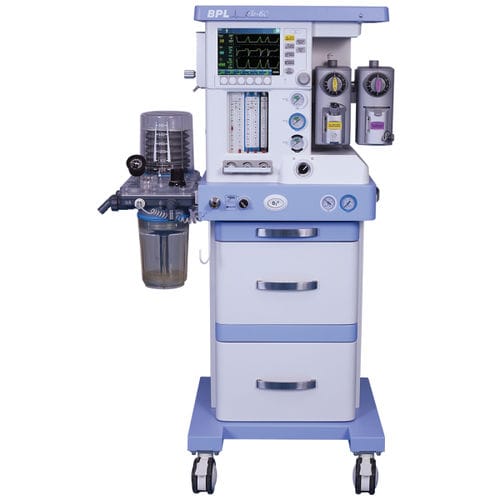 Anästhesiearbeitsplatz auf Wagen - EFLO 6C - BPL Medical Technologies - Atmungsmonitoring / mit Ventilator / mit System zur Ableitung von Anästhesiegasen