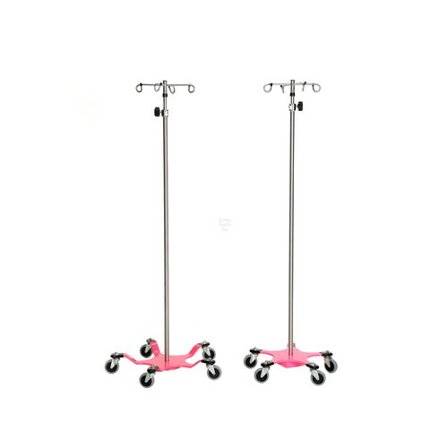 Infusionsständer auf Rollen - DSC020-SS-PINK - David Scott Company - 4 Haken / teleskopisch / Edelstahl
