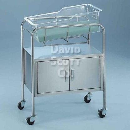 Wiege für Krankenhäuser auf Rollen - BL8048SS - David Scott Company - mit Stauraum / Edelstahl / transparent