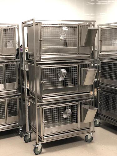 Tierkäfig für Kaninchen - CL-1260 - Vetbot - 3 Abteile / Edelstahl / mit 3 Regalbrettern
