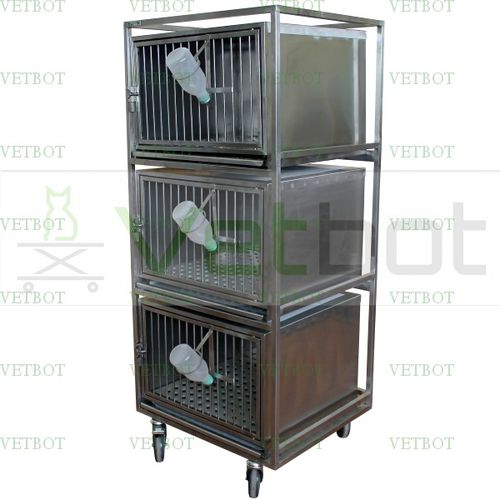 Tierkäfig für Kaninchen - 80511  - Vetbot - modular / 3 Abteile / Edelstahl