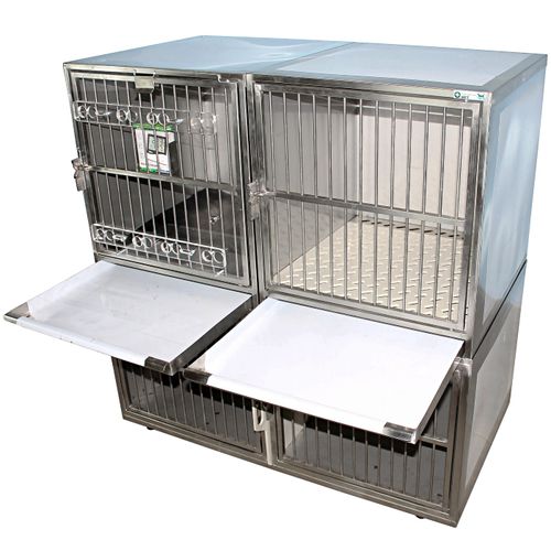 Modularer Tierkäfig - 80328 - Vetbot - 4 Abteile / Edelstahl / mit Laufrad