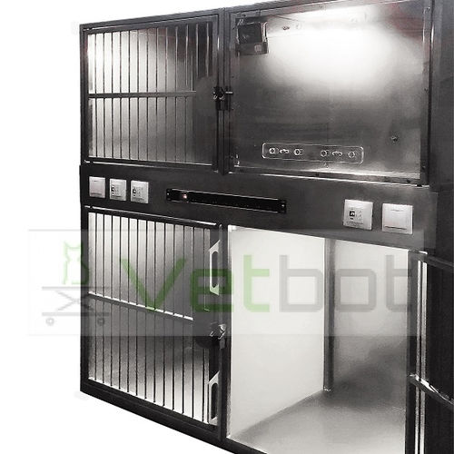 Modularer Tierkäfig - 80625.1  - Vetbot - Edelstahl / mit Laufrad