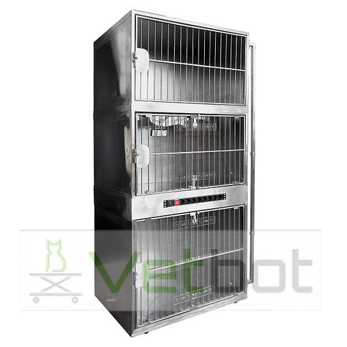 Modularer Tierkäfig - 806231 3 - Vetbot - Edelstahl / mit Laufrad