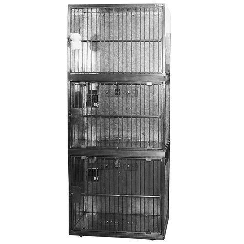 Modularer Tierkäfig - 80744 - Vetbot - 3 Abteile / auf Rollen / Edelstahl