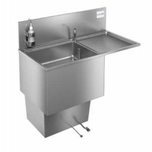 Spüle / 1 Station - CS10  - CIROLDI SPA - Edelstahl / mit Abtropffläche / pedalbetrieben