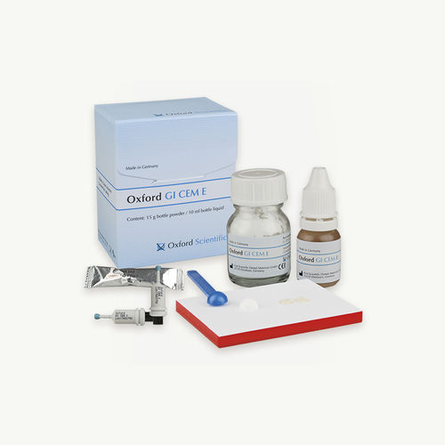 Dentalkleber zur Dentalrestaurierung - GI CEM E - First Scientific Dental Materials GmbH - ionomerisches Glas / chemische Verklebung