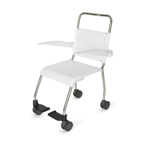 Garderobenstuhl mit Armlehnen - Easyclean  - GAMA Healthcare Ltd. - auf Rollen / mit Fußstütze / mit hoher Rückenlehne