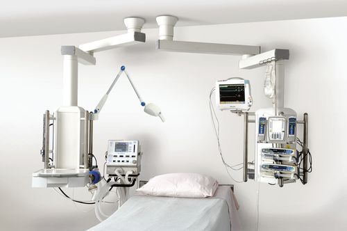 Deckenmontierter Doppelverteilerarm - HU5-T22 - Hutz Medical - für Intensivpflege / mit Gelenk