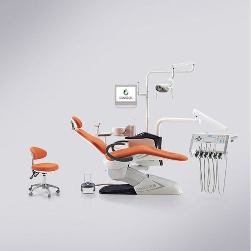 Dentaleinheit mit Monitor - X5  - Foshan Cingol Medical Instrument Co.,Ltd - mit Instrumententräger / mit LED-Licht