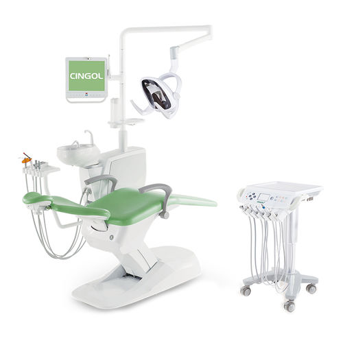 Dentaleinheit mit Monitor - X1 Cart 2020 - Foshan Cingol Medical Instrument Co.,Ltd - mit Instrumententräger / mit LED-Licht