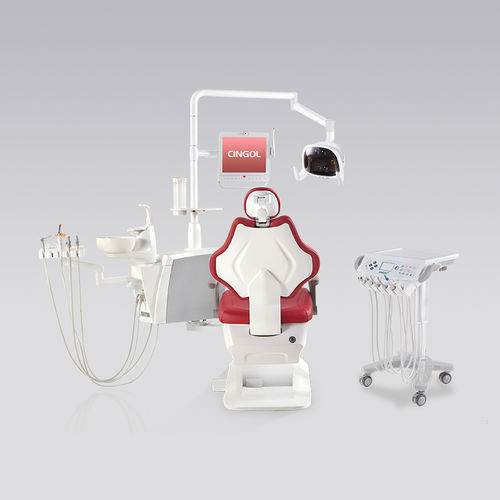 Dentaleinheit mit Monitor - X3 Cart 2020 - Foshan Cingol Medical Instrument Co.,Ltd - mit Instrumententräger / mit LED-Licht