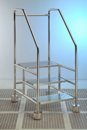Stufentritt mit 3 Stufen - 3-STLD - Palbam Class - Edelstahl / mit Handlauf / Kunststoff