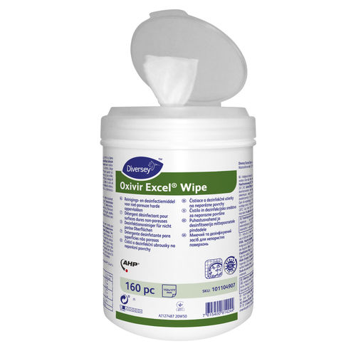 Feuchte Reinigungstücher / 160er-Packung - OXIVIR EXCEL WIPES 160pc - DIVERSEY - für Böden und andere Oberflächen