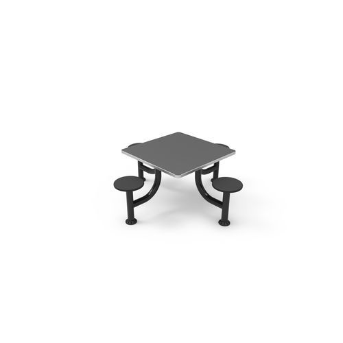 Esstisch - Cranium Medical Products - quadratisch / Edelstahl / mit montiertem Stuhl