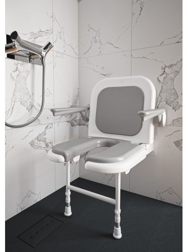 Duschsitz mit Armlehnen - 04260P - AKW Medicare - Toilette / mit Rückenlehne / zusammenklappbar