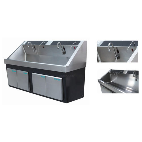Waschbecken für OP / 2 Arbeitsplätze - DSAK 400PW - AMENSCO MEDICAL TECHNOLOGIES - Edelstahl / Kniebedienung