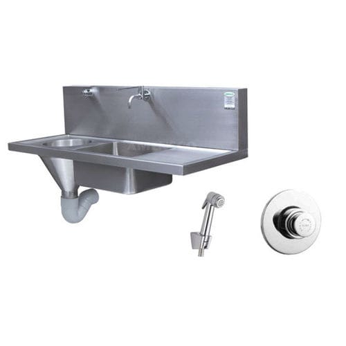 Spüle für Entsorgungsraum - SWS 100 LHS / RHS - AMENSCO MEDICAL TECHNOLOGIES - 1 Station / Edelstahl / wandmontiert
