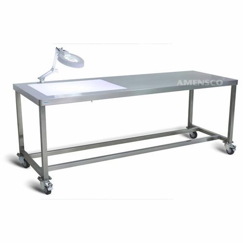 Tisch für Wäscheinspektion - AMENSCO MEDICAL TECHNOLOGIES - rechteckig / auf Rollen / faltbar