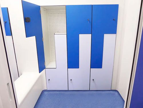 Schrank für Reinraum - Albian Group - mit Tür / weiß / blau