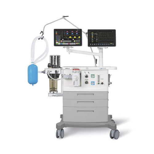 Anästhesiearbeitsplatz auf Wagen - APUS x3 - aXcent medical - Atmungsmonitoring / mit Ventilator