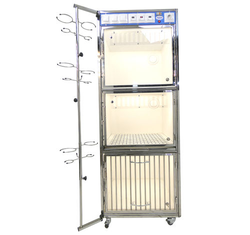 Modularer Tierkäfig - KC-02e	 - EVG - EdenVetGroom - 3 Abteile / auf Rollen