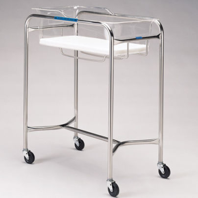 Wiege für Krankenhäuser auf Rollen - P-111 Series - DSI  - mit Stauraum / mit Seitengittern / Edelstahl