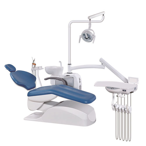 Dentaleinheit mit elektrisch bedientem Stuhl - AG-808-Q5 - Jiangsu Aegean Technology - mit darüberhängendem Instrumententräger / mit Licht