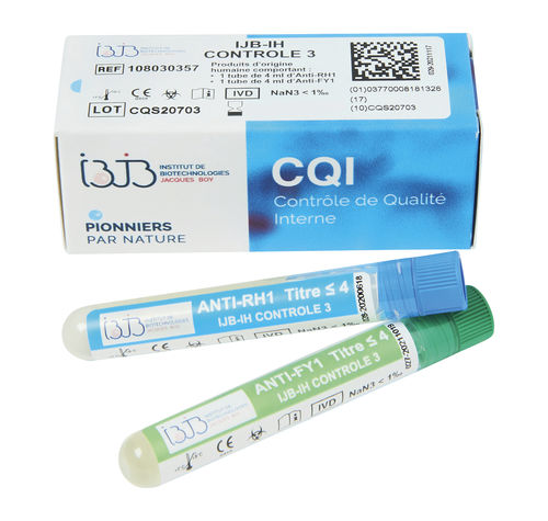 Antikörper - IJB-IH CONTROLE 3 - Institut de Biotechnologies Jacques Boy - zur Qualitätskontrolle / Blut-Phänotypisierung / Blutgruppenbestimmung