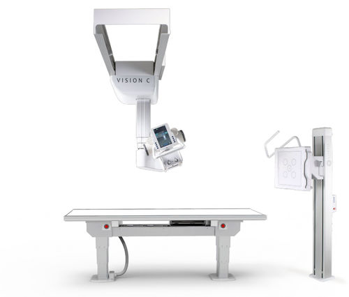 Digitales Röntgensystem - VISION C - Visaris - für multifunktionale Röntgenaufnahmen / mit bodenstehendem Bucky / mit Schwenkarm-Säulen