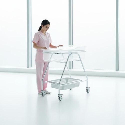 Wiege für Krankenhäuser auf Rollen - A05-II - Fangge Medical - mit Stauraum / Edelstahl / transparent
