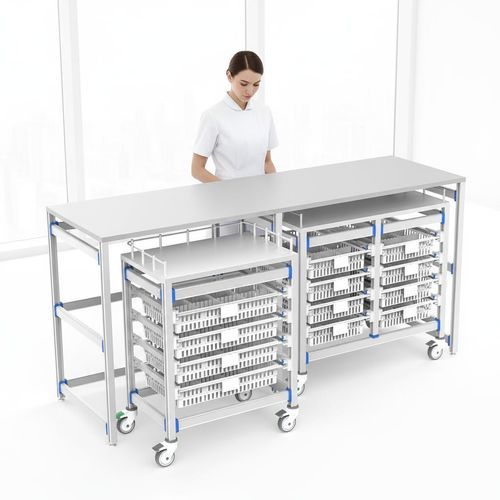 Arbeitsstation für OP-Bereich - FG-PW-60/40/4F/02 - Fangge Medical - mit Regal / modular / auf Rollen