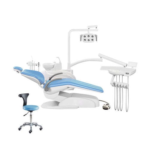 Dentaleinheit mit Licht - WEGO Medical - mit elektrisch bedientem Stuhl / mit darüberhängendem Instrumententräger