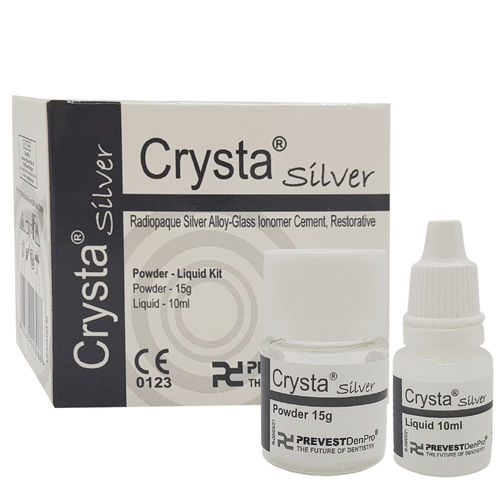 Dentalkleber für Restaurierung - Crysta® Silver - PREVEST DENPRO LIMITED - ionomerisches Glas / flüssig / temporär