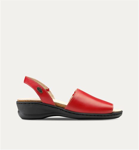 Clog für Frauen - Menorquina - Feliz Caminar - rutschfest / weiß / rot