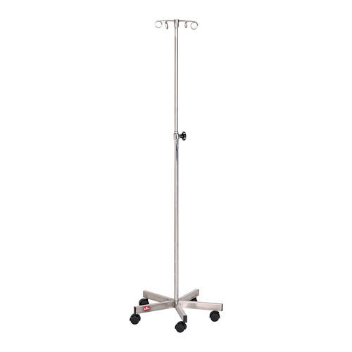 Infusionsständer auf Rollen - AD-241.P - DUMAN HOSPITAL FURNITURE - 2 Haken / höhenverstellbar / Edelstahl