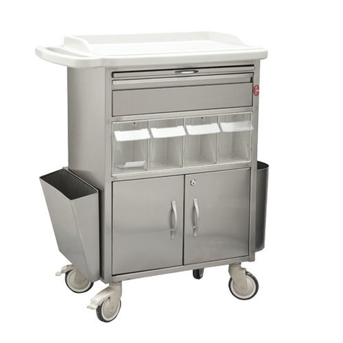 Wagen für Anästhesie - AD-850.10 - DUMAN HOSPITAL FURNITURE - für Medikamente / Edelstahl / 1 Schublade