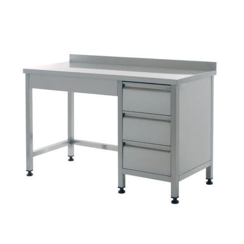 Arbeitstisch - 203.1460 - SEBA HANDELS - rechteckig / Edelstahl / mit Schubladen