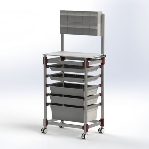 Wagen für Anästhesie - 3000.7449 - SEBA HANDELS - Edelstahl / Aluminium / mit Platte