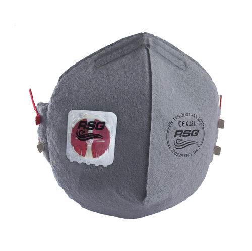 FFP2-Maske - F NR D OV FR  - RSG Safety - ohne Latex / mit Exspirationsventil / mit Aktivkohlefilter