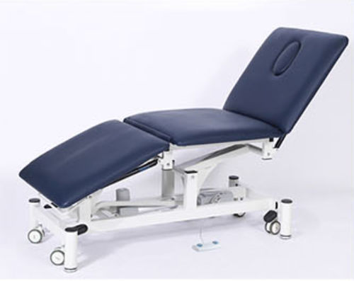 Elektrische Massageliege - 3E - V2U Healthcare - auf Rollen / mit höhenverstellbarer Rückenlehne / dreiteilig