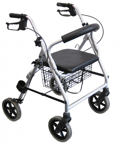 Rollator mit 4 Rädern - Shanghai Haozheng Metal Products - Aluminiumrahmen / mit Sitz / höhenverstellbar