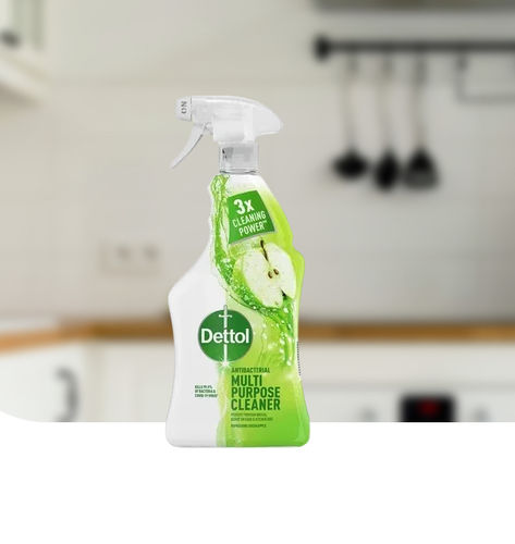 Flüssiges Reinigungsmittel - Green Apple - Dettol - 1000 mL / Wasserstoffperoxyd / Alkohol