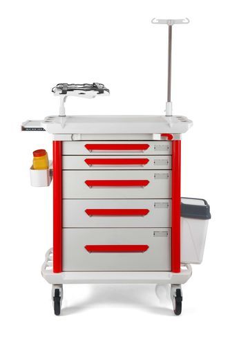 Notfallwagen - ECRW-110 - Avrasyamed Medikal Limited Company - Kunststoff / 5 Schubladen / Abfalleimer