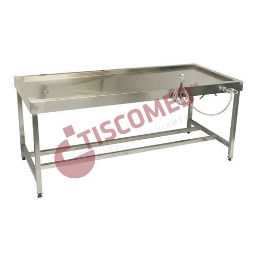 Leichenwaschungs-Tisch - TOMU 6300 - Tiscomed - rechteckig / mit Waschbecken / Edelstahl