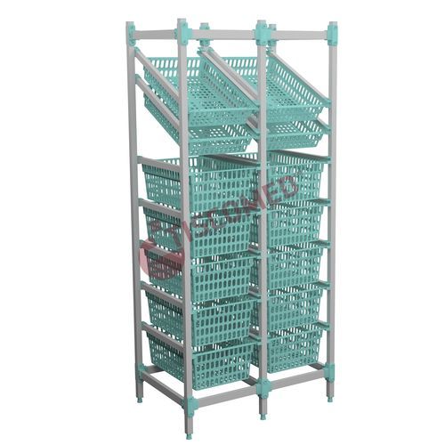 Modulares Regal - TSED 1300 - Tiscomed - für Körbe / für Apotheken / antibakteriell